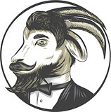 Goat Beard Tie Tuxedo Circle Drawing
