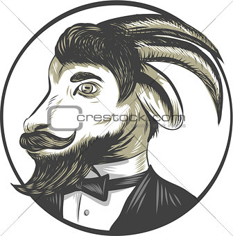Goat Beard Tie Tuxedo Circle Drawing