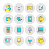 Communication outline icons flat