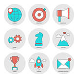 Start up outline icons flat