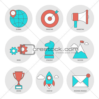 Start up outline icons flat