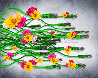Computer cables with flowers
