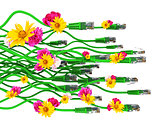 Computer cables with flowers