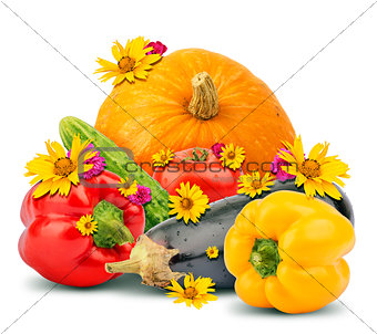 Vegetables with flowers