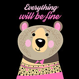 Graphic portrait of a funny bear