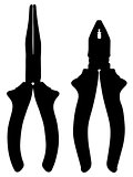 Black combination pliers silhouettes
