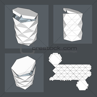 Box with Die Cut Template. Packing box For Food, Gift Or Other Products. On White Background Isolated. Ready For Your Design. Product Packing Vector EPS10.