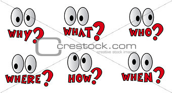 Set of Question Marks with Cartoon Eyes
