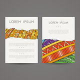 Set of vector design templates. Brochures in random colorful style. Zentangle designs.
