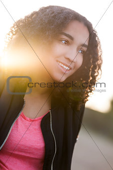 Beautiful Mixed Race African American Girl Teenager at Sunset