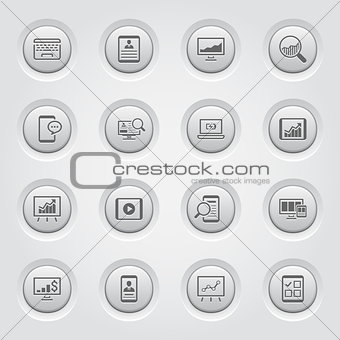 Grey Button Design Icon Set.