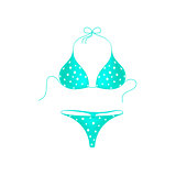 Turquoise bikini suit with white dots