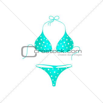 Turquoise bikini suit with white dots