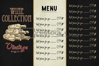Template for restaurant menu