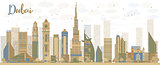 Abstract Dubai City skyline withcolor skyscrapers
