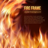 Burning fire frame. Vector Fiery Background