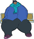Cartoon caricature of obese woman 