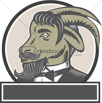Goat Beard Head Circle Woodcut