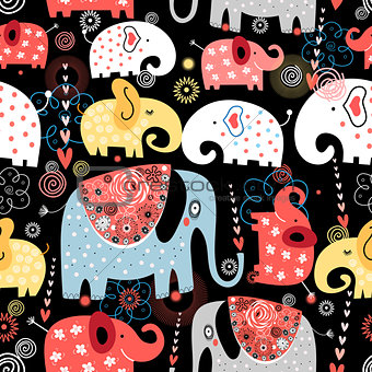 pattern of colorful elephants