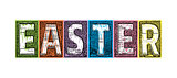 Colorful Woodcut Blocks Spelling Easter