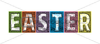 Colorful Woodcut Blocks Spelling Easter