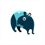 Blue Tapir Flat Vector Illustration