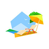 Beach Sunbed And Umbrella