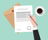sign contract on paper document