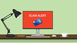 spam alert and danger illustration with computer credit card
