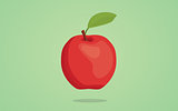 red apple isolated illustration with green background