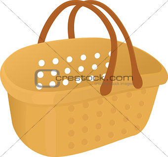 Shopping plastik empty yellow  basket icon isolated on white