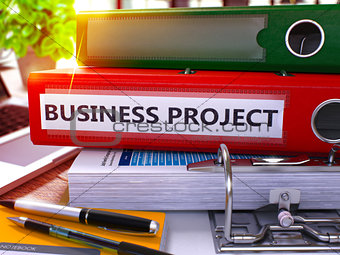 Red Ring Binder with Inscription Business Project.
