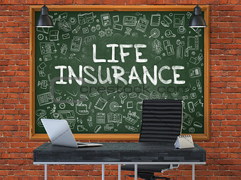 Hand Drawn Life Insurance on Office Chalkboard.