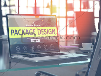 Laptop Screen with Package Design Concept.