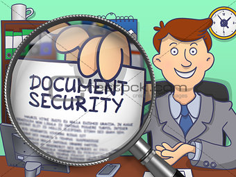Document Security through Magnifying Glass. Doodle Style.
