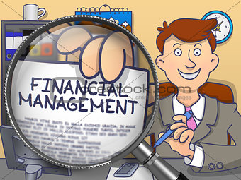 Financial Management through Magnifier. Doodle Concept.