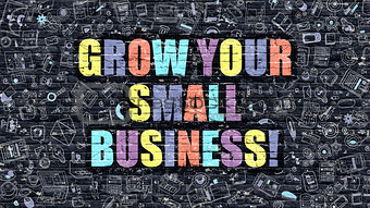 Grow Your Small Business in Multicolor. Doodle Design.