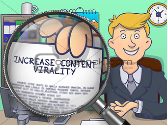 Increase Content Virality through Magnifier. Doodle Concept.