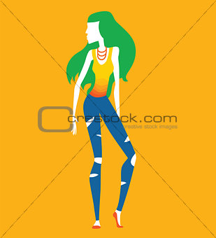 Fashion shopping girl vector illustration