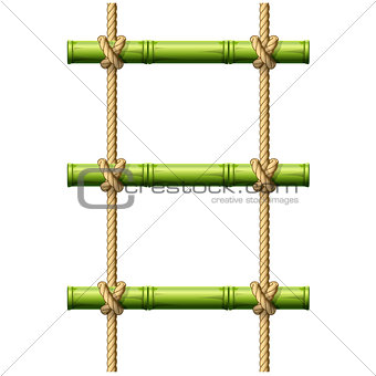 Bamboo rope ladder - crossbeams connected with knots