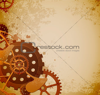 Steampunk background with gears 