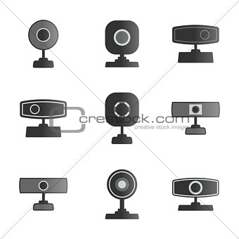 Set  icons webcam, vector illustration.