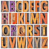 English alphabet in wood type