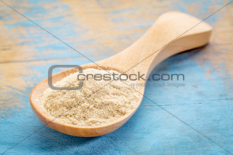 baobab fruit powder on wooden spoon
