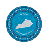 Label with map of kentucky. Denim style.
