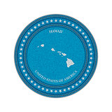 Label with map of hawaii. Denim style.
