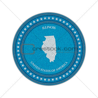 Label with map of illinois. Denim style.