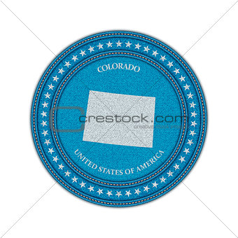 Label with map of colorado. Denim style.