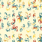 colored petals of flowers on a yellow background seamless vector pattern