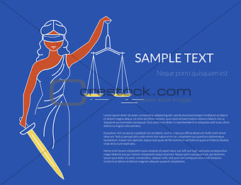 Themis with holding a scale in her hand. Oulined conceptual illustration goddess of justice